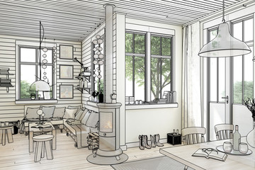 In meinem Sommerhaus (Zeichnung)