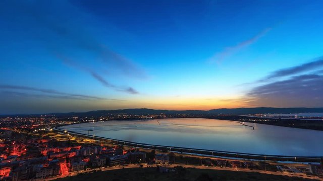 Morning comes over Cagliari Area 01 (4k UHD time lapse)