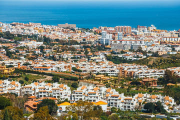 Fototapeta premium view of Mijas village at sunny day, Costa del Sol, Andalusia, Spain