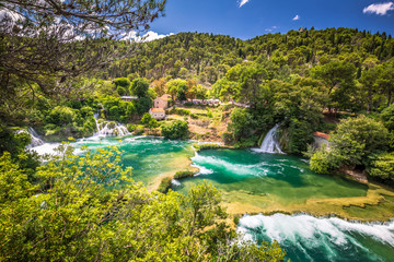 Waterfalls Skradinski Buk in The Krka National Park in Croatia, Europe.