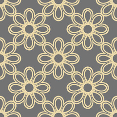 Floral vector golden ornament. Seamless abstract classic background with flowers. Pattern with repeating floral elements. Ornament for fabric, wallpaper and packaging