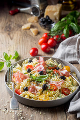 Italian fusilli spiral pasta