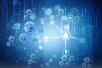 3d rendering Virus bacteria cells background