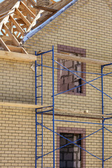 Construction of a brick house in the village