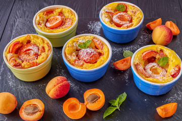 french summer dessert - Baked apricot clafoutis