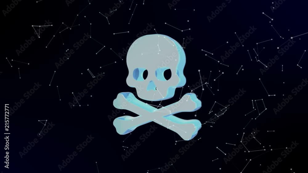 Wall mural skull being formed by revolving particles. futuristic structure of plexus lines and points, dark blu