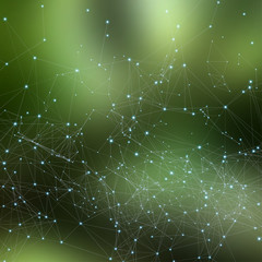 Abstract polygonal mesh space futuristic background. Digital blurred technology style. Defocused blank for business presentations or gift cards.