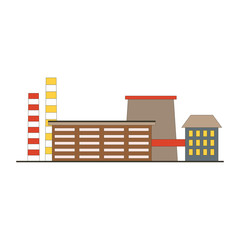 Factory building game app icon in flat style. Manufacturing industrial factory  concept isolated on white background. Vector illustration 