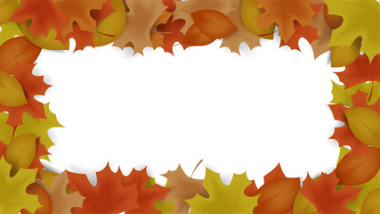 Autumn frame background decor with autumn maple leaves and frame with space for advertising,brochure, leaflet, poster, banner. Vector illustration EPS10.
