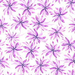 Seamless pattern of exotic pink flowers. Watercolor illustration on a white background.
