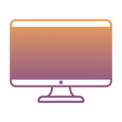 computer monitor icon over white background, vector illustration