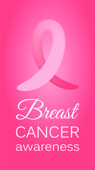 Pink ribbon to World Breast Cancer Awareness month. Bright Brest Cancer medical banner.