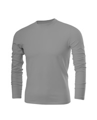 Slim male shirt in light gray with long sleeves isolated on white background (model 3)