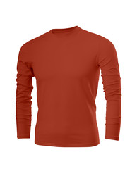 Slim male shirt in red with long sleeves isolated on white background (model 3)