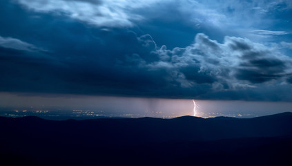 Lightning striking during storm