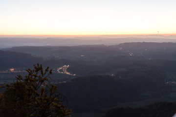 switzerland mountain landscape panorama at sunset night