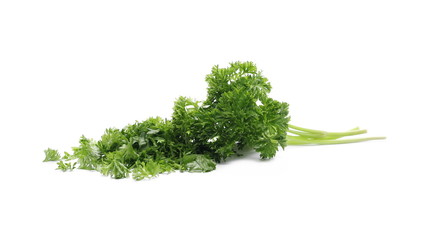 Fresh green chopped parsley leaves isolated on white background