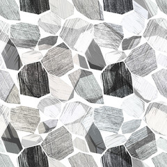 Seamless abstract geometric modern pattern.Black and white background.