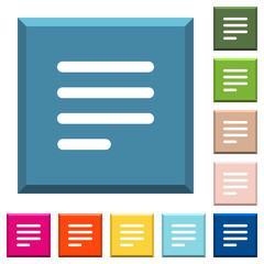 Text align justify last row left white icons on edged square buttons