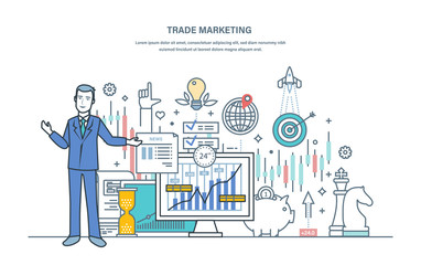 Trade marketing. Financial stock market, capital market, e-commerce, investments.