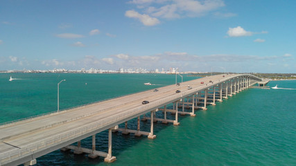 Fototapeta na wymiar Aerial view of Rickenbacker Causeway in Miami