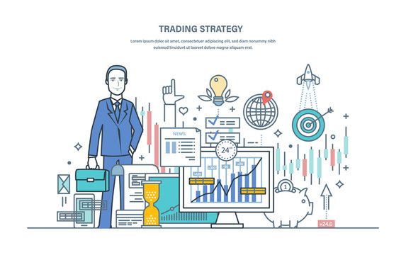 Trading strategy. Financial stock market, protection of capital market, e-commerce.