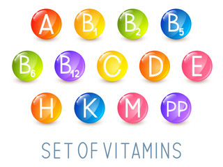 Set of main vitamin icons for Your design - obrazy, fototapety, plakaty