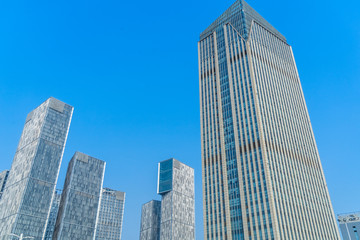 Obraz premium low angle view of skyscrapers in city of China.