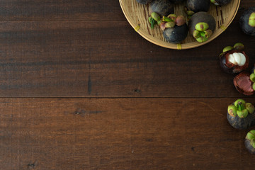 Mangosteen tropical fruit with copyspace