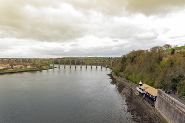 Royal Border Bridge, the railway viaduct across the River Tweed between Berwick-upon-Tweed and Tweedmouth in Northumberland, England, UK