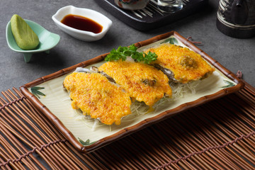 japanese baked oyster with background