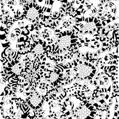 Abstract floral pattern, hand drawn doodle