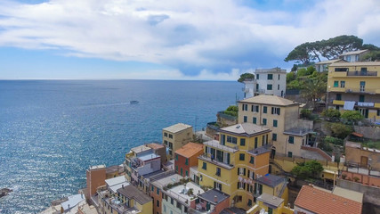 Naklejka premium Riomaggiore aerial view, Five Lands, Italy