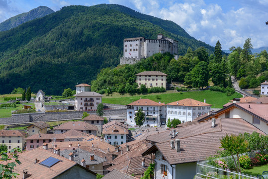 The village and castle of Stenico on Trentino, Italy
