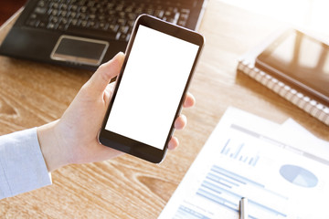 business man using mobile smart phone