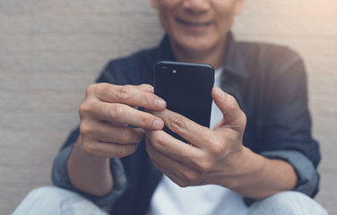 Man using smartphone