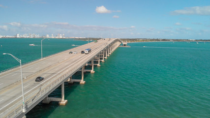 Naklejka na ściany i meble Aerial view of Rickenbacker Causeway in Miami