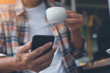 Man using smartphone