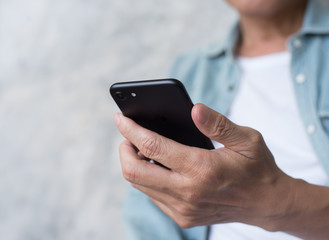 Man using smartphone