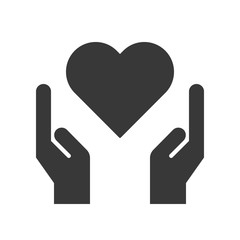 hand and heart, healthcare and medical related solid icon
