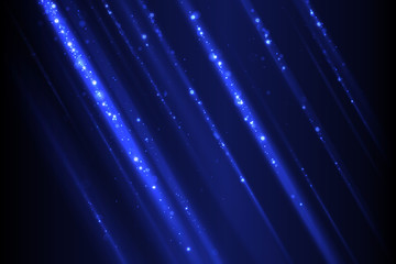 Light lines on blue background with glitter.