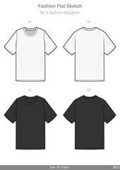 OVERFIT Tee shirt fashion flat technical drawing template