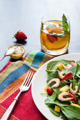 Fresh spinach fruit salad.