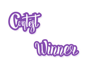 Contest and Winner card with decorative background. Vector illustration.