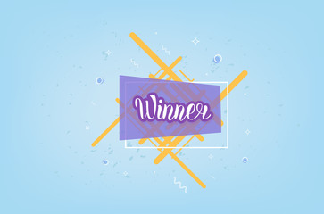 Winner horizontal card with geometric decoration.  Vector illustration.