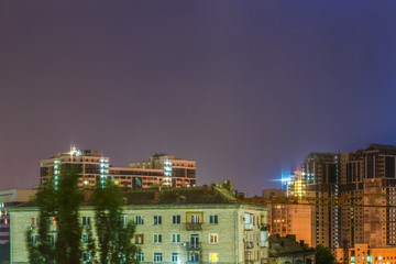 Fragment of a night city before a thunder-storm, Kiev, Ukraine.