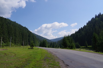 mountain river and blue sky