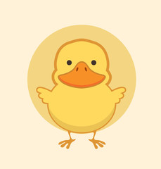 Cute yellow duck vector