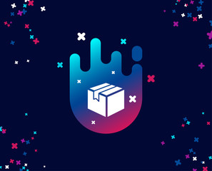 Shipping box simple icon. Logistics delivery sign. Parcels tracking symbol. Cool banner with icon. Abstract shape with gradient. Vector - obrazy, fototapety, plakaty