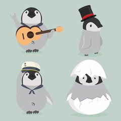 baby penguin characters  set